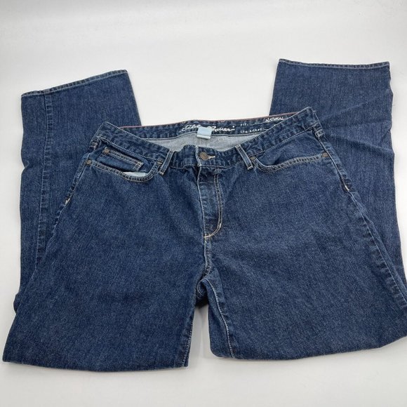 Eddie Bauer Jeans 14 Womens Straight Leg Natural Denim Blue Casual Plus Preppy - Picture 2 of 16